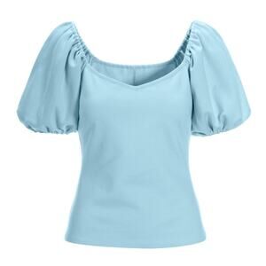 Boston Proper Off-the-Shoulder Puff Sleeve Top Baby Blue Size L Cinderella